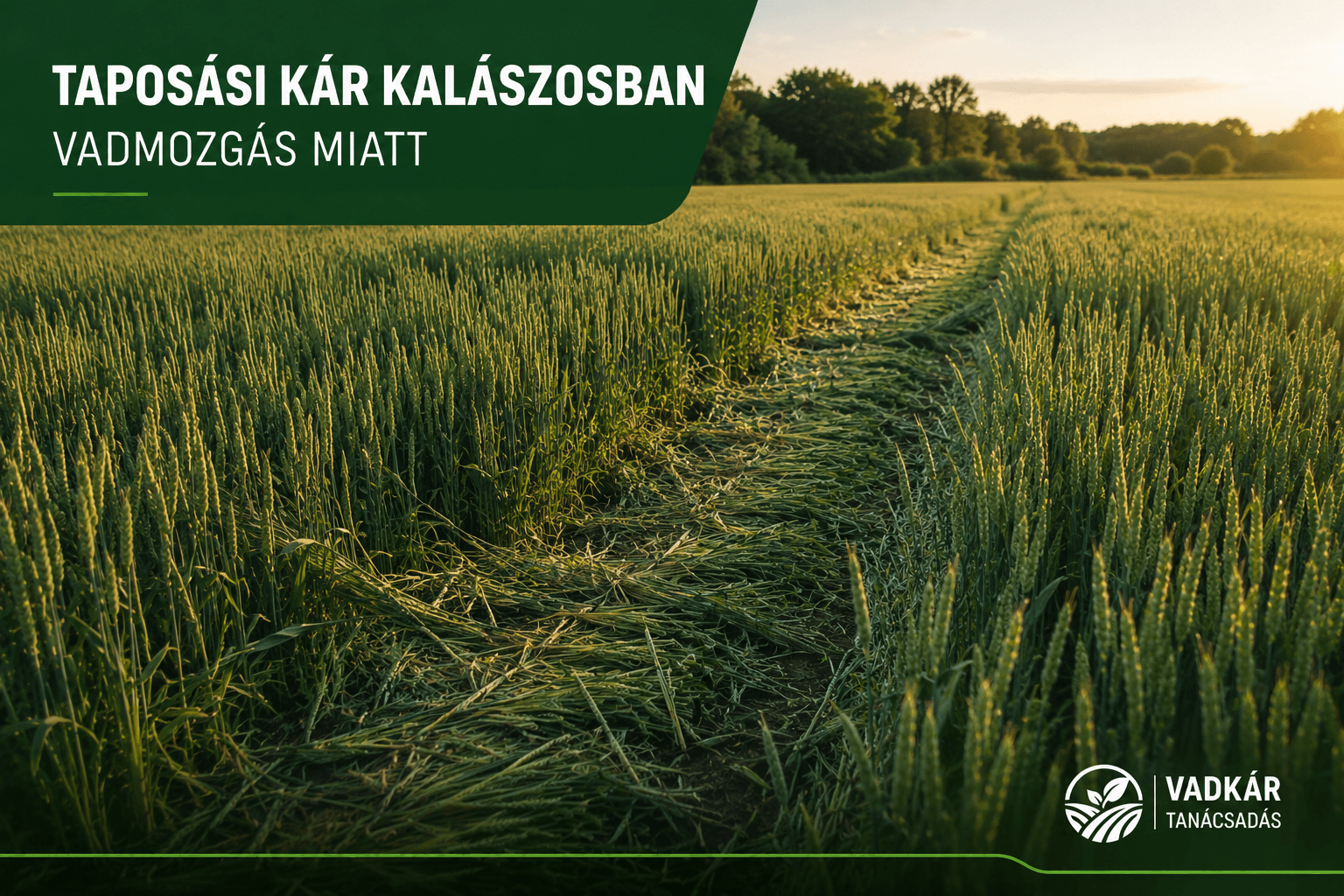 taposas-kar-kalaszosban Taposási kár kalászos állományban vadmozgás miatt, kitaposott sávval
