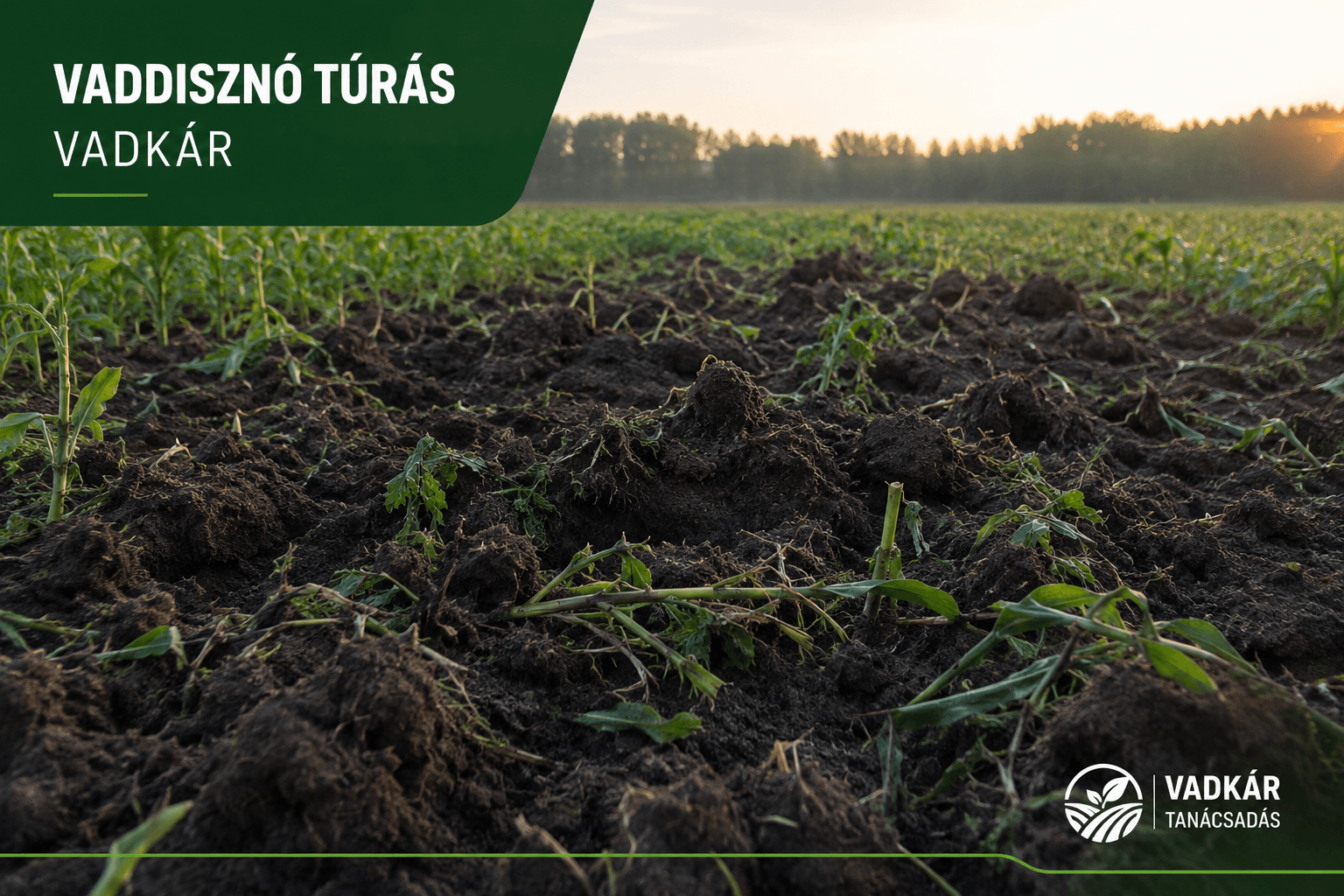 Vaddisznó túrás vadkár szántóföldön Vaddisznó túrás okozta vadkár kukorica állományban, felbolygatott talajjal
